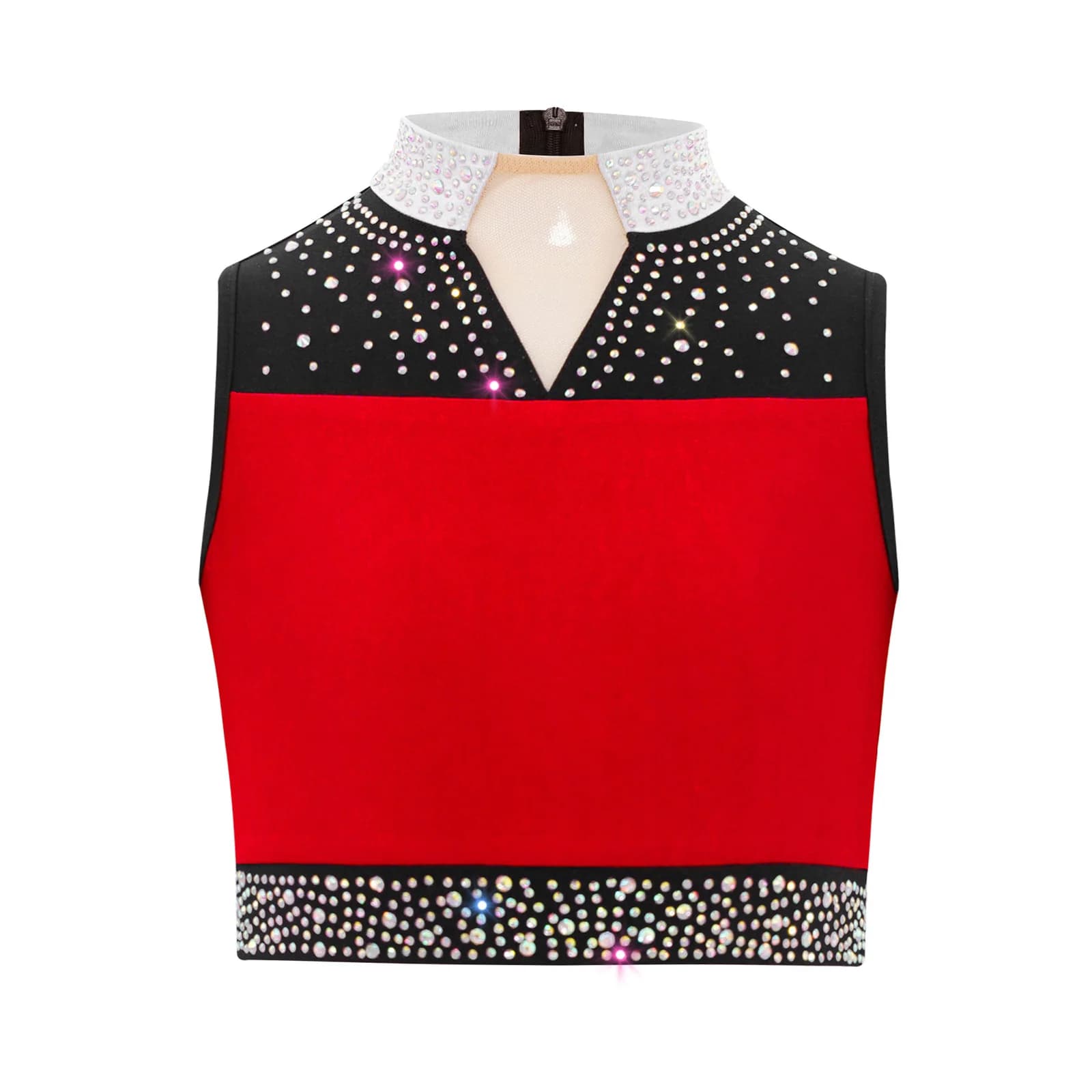 Kids Girls Dance Top Glittery Rhinestones Sleeveless Tank Crop Tops Gymnastics Figure Skating Jazz Ballet Dancewear Sportswear
