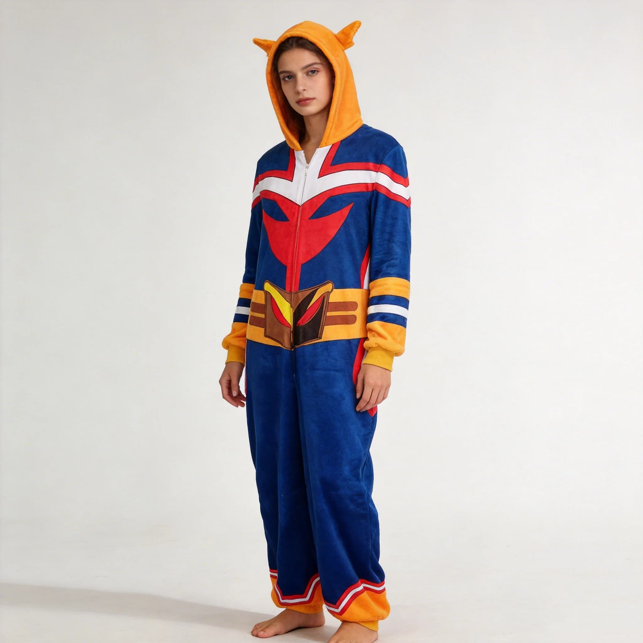 Costume Cosplay All Might Anime My Hero Academia Tuta Intera Zentai Pigiama Vestito Cosplay Bodysuit Abbigliamento
