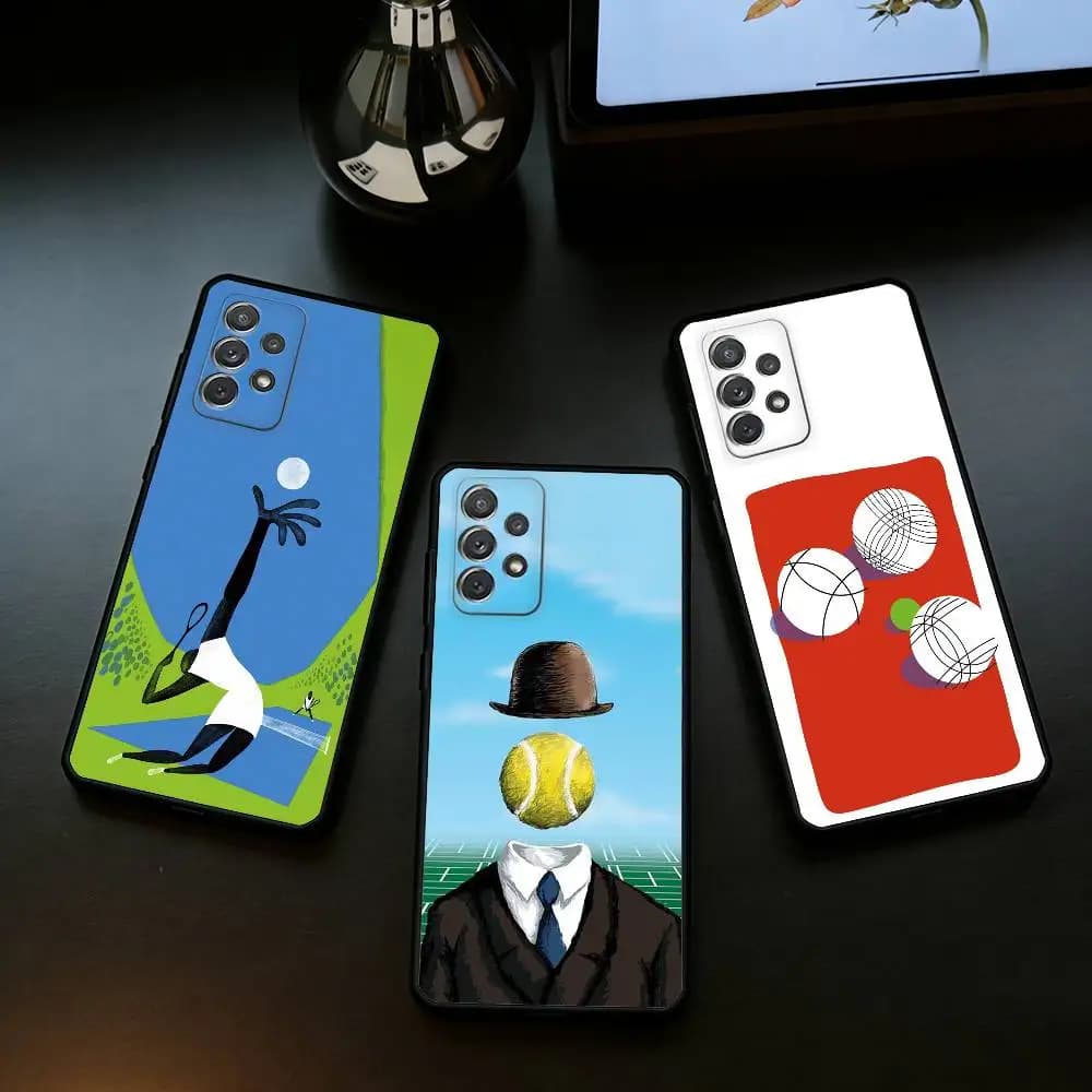 T-Tennis Ball Sport Soft Silicone Black Cover Phone Case For Samsung Galaxy A73,A72,A71,A70,A53,A52,A51