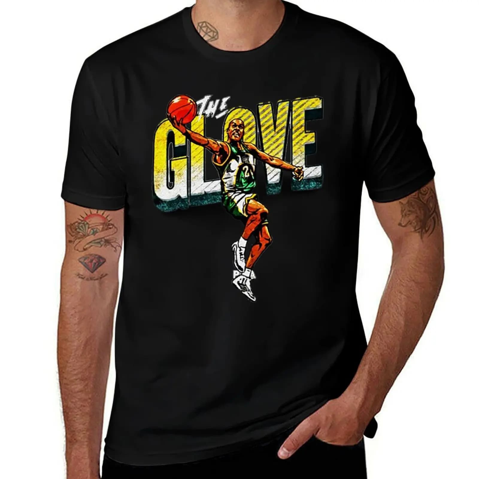 Gary Payton The Glove T-Shirt Plus Size Gym Sports T-Shirt