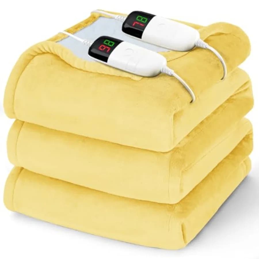 Coperta Elettrica Riscaldata Misura Queen - 213 x 229 cm, con Doppio Controllo, 10 Livelli di Riscaldamento e Spegnimento Automatico Dopo 8 Ore, Morbida e Confortevole