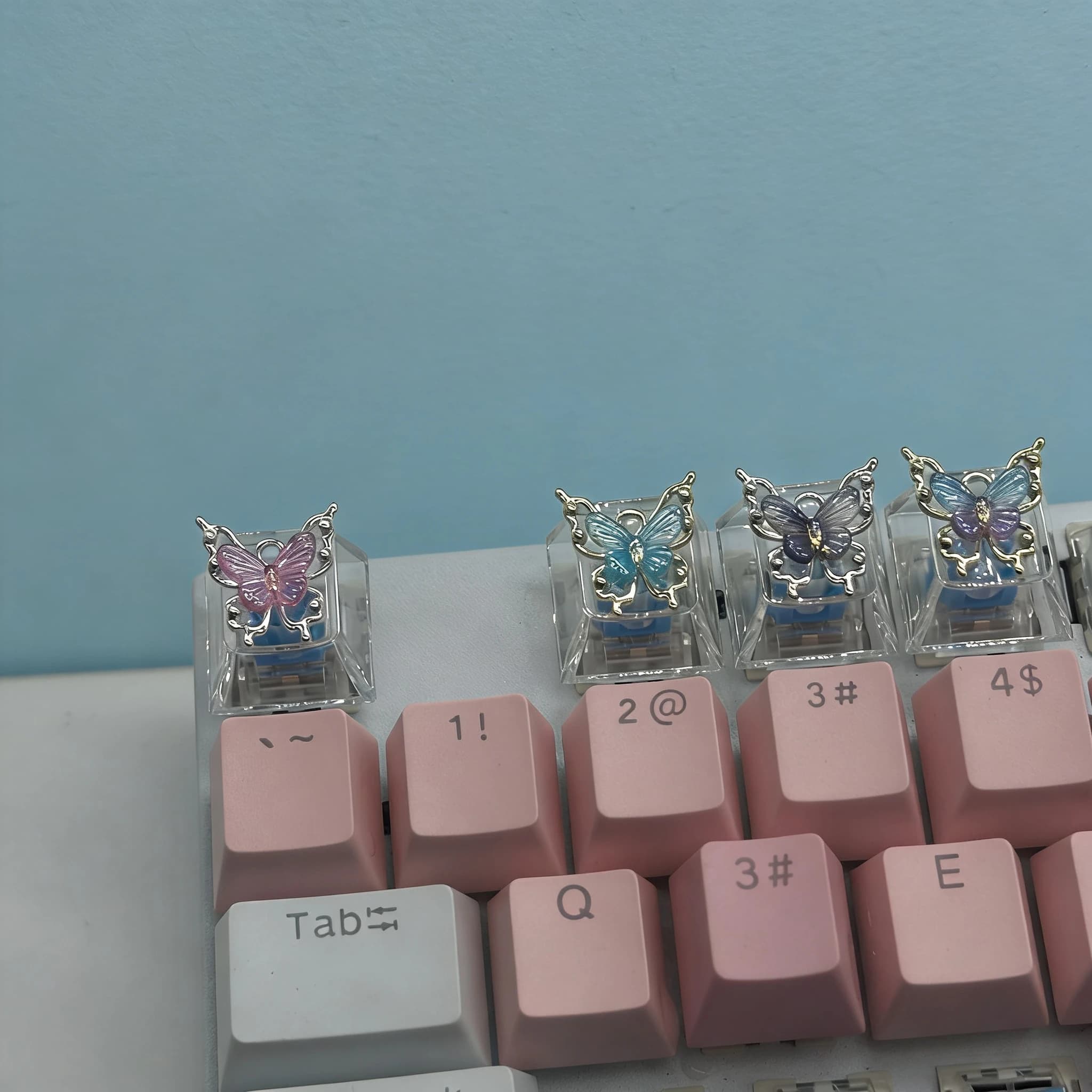 Keycaps Trasparenti a Forma di Farfalla, Profilo Cherry R4, Tasti Carini per Tastiera Meccanica a Asse Incrociato, Keycap ESC, Accessori PC, Regalo