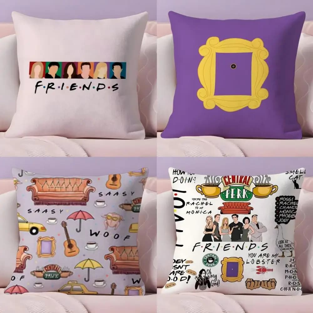 Fodera per cuscino classica per TV F-Friends, stampa fronte-retro corta in peluche, lavabile in lavatrice nella calda federa invernale