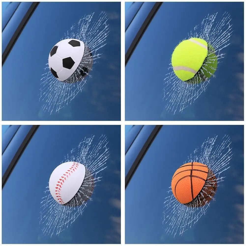 Car Styling Baseball Calcio Tennis Stereo Vetro spezzato Adesivo 3D Finestra per auto Palla Colpisce Decalcomania autoadesiva Adesivi per auto Auto