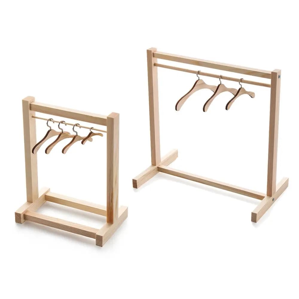 Bambola appendiabiti in legno organizzatore di abbigliamento porta sciarpa appendiabiti per bambole borsa vestiti giocattoli farciti accessori per casa delle bambole