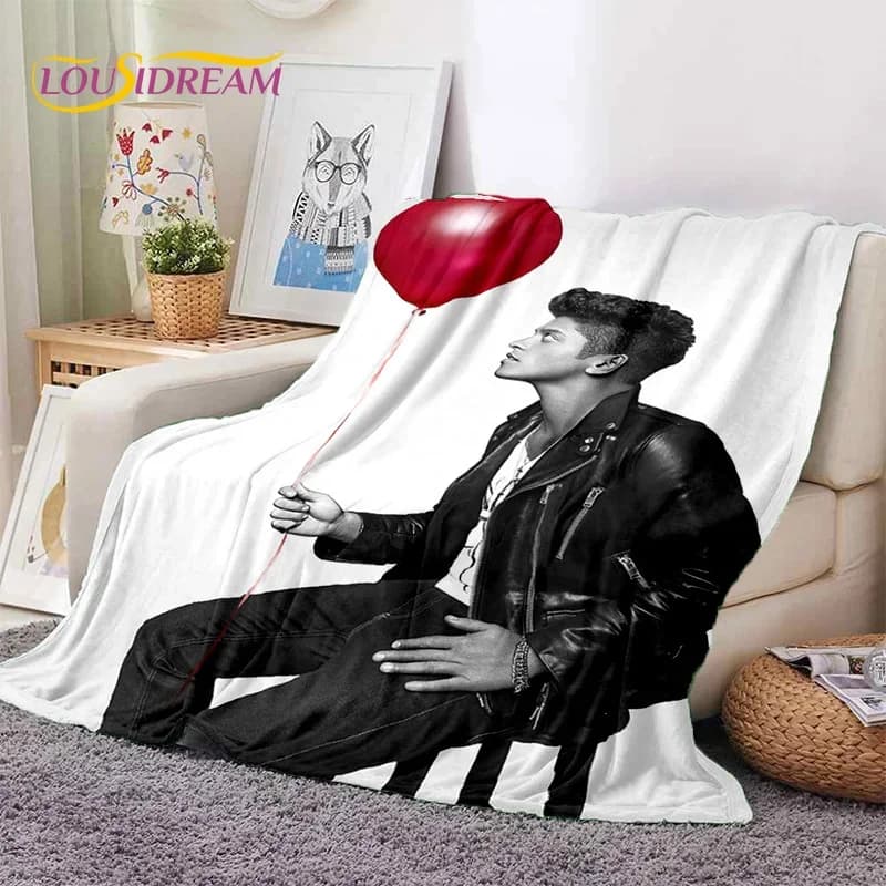 Bruno Mars 3D Singer Star Soft Flannel Blanket for Beds Bedroom Sofa Picnic,Throw Blanket for Cover Outdoors Leisure Nap Gift