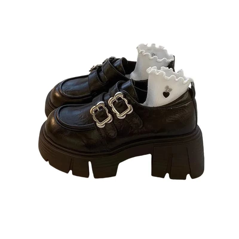 2026 Primavera Nuovi Tacchi Alti Mocassini Britannici Scarpe da Donna, Tacchi Spessi, Moda Retro Nero Mary Jane Scarpe di Pelle da Donna