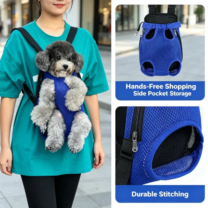 Pet Travel Carrier Backpack for Cats Dogs, Adjustable Breathable Backpack with Padded Straps for Hiking Camping Walks