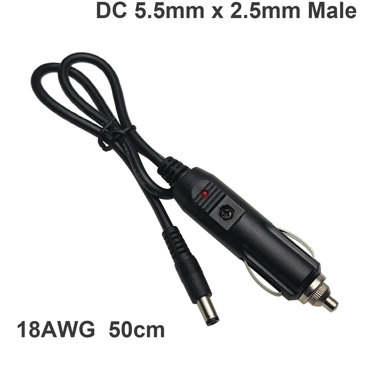 DC 5.5mm x 2.5mm maschio a accendisigari per auto spina maschio caricatore alimentatore automatico cavo 18AWG per telecamera CCTV frigorifero per auto