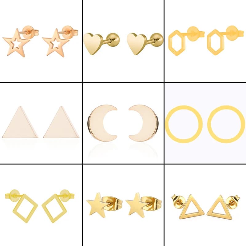 Classico cuore luna in acciaio inossidabile per le donne Gioielli per orecchie geometrici multipli Ragazze Orecchini moda Regali Accessori all'ingrosso