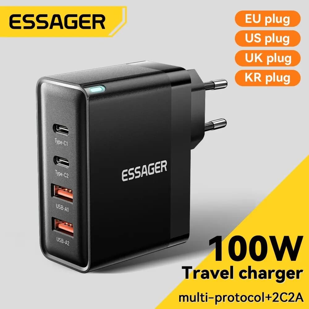 Essager 100W GaN USB Type C Charger PD QC Quick Charging 4.0 3.0 Type C Quick Charging For iPhone 14 13 12 Xiaomi MacBook