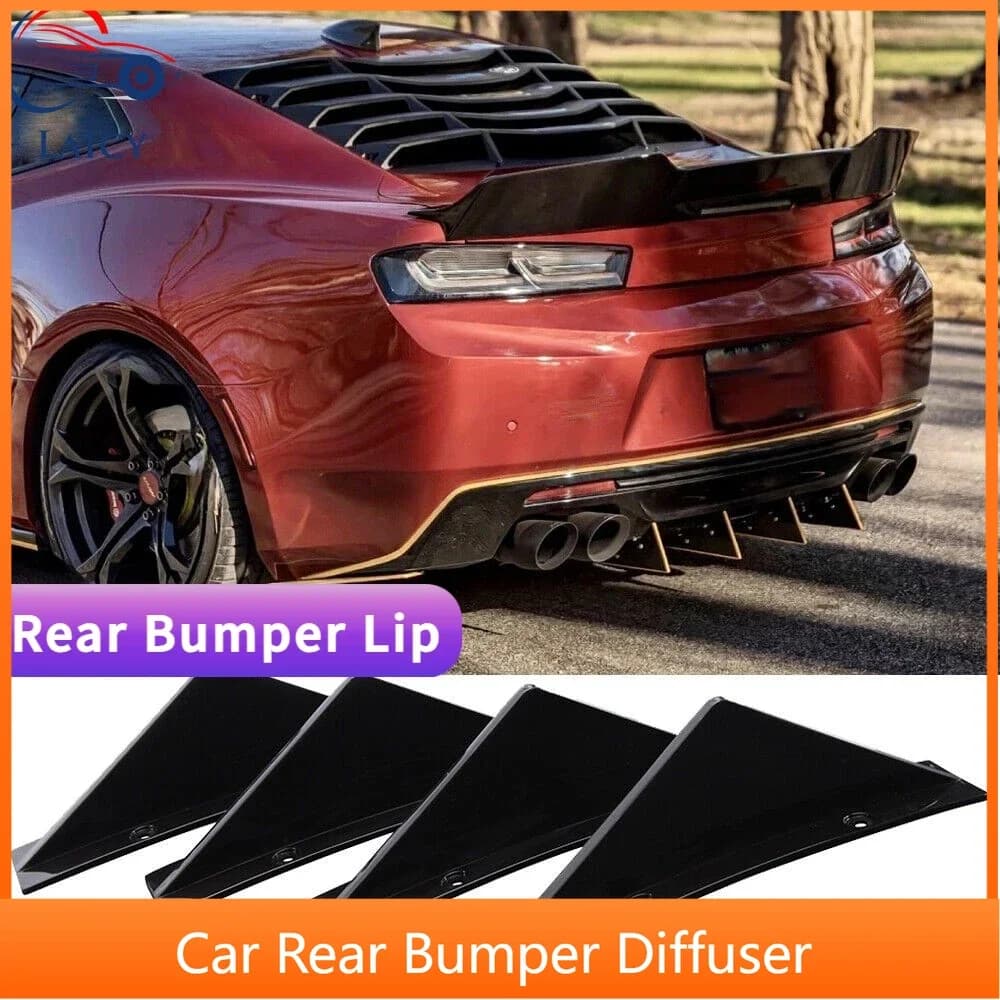 LAICY For C-hevy Camaro Car Curved Rear Bumper Diffuser Shark Fins Spoiler Lip Splitter Protector Guard Cover