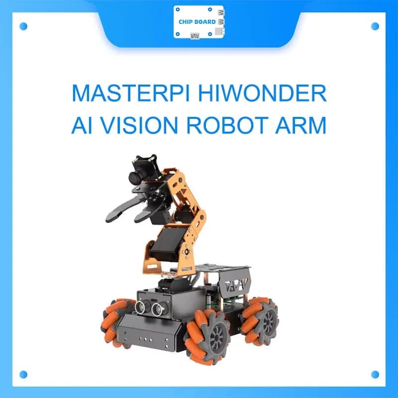 MasterPi Hiwonder AI Vision Robotic arm with wheels Mecanum Auto powered by Raspberry Pi Open Source Robot Car
