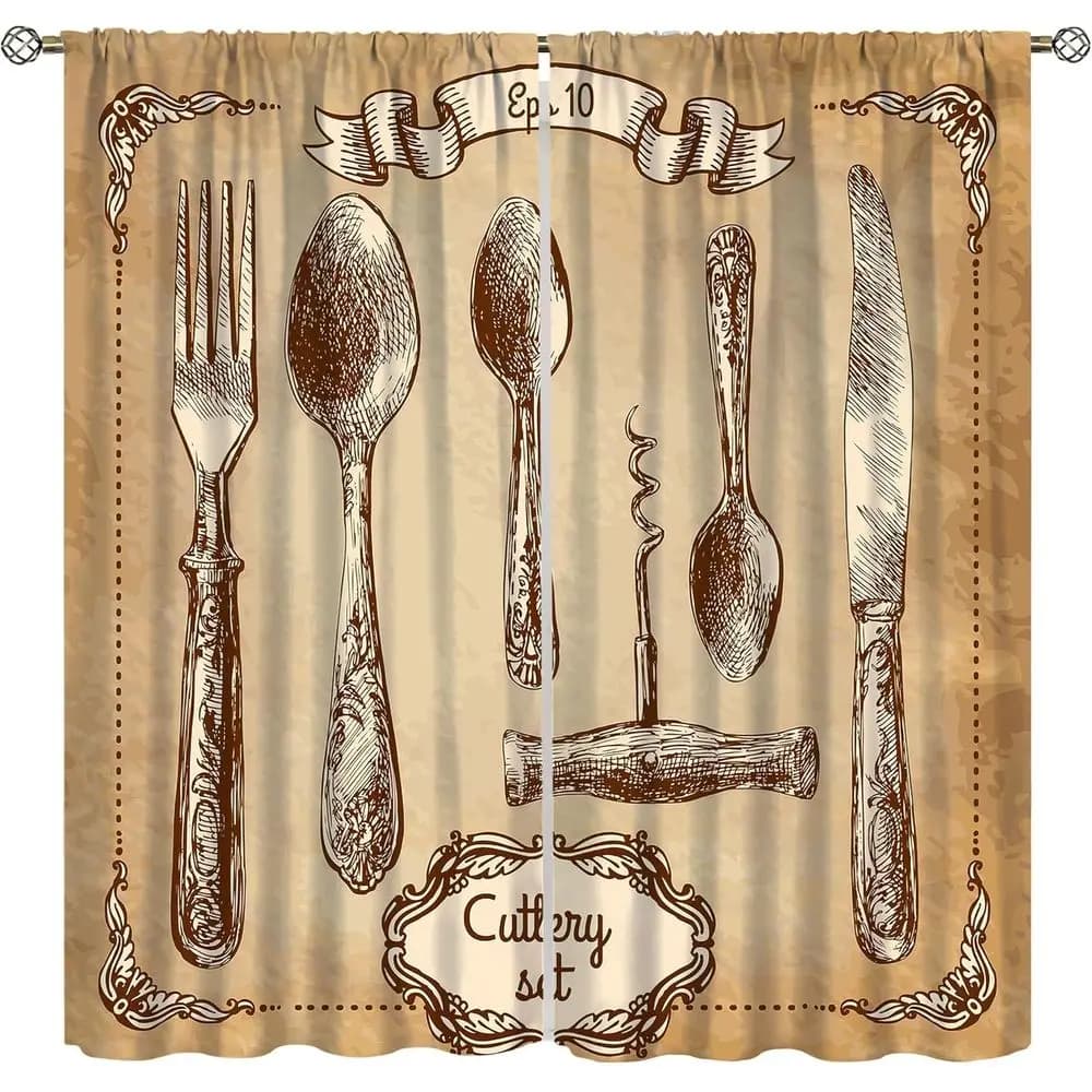 Tende Vintage Rustiche Dipinte a Mano 63 L x 63 L con Tasca per Asta per Cucina, Sala da Pranzo, Soggiorno e Camera da Letto