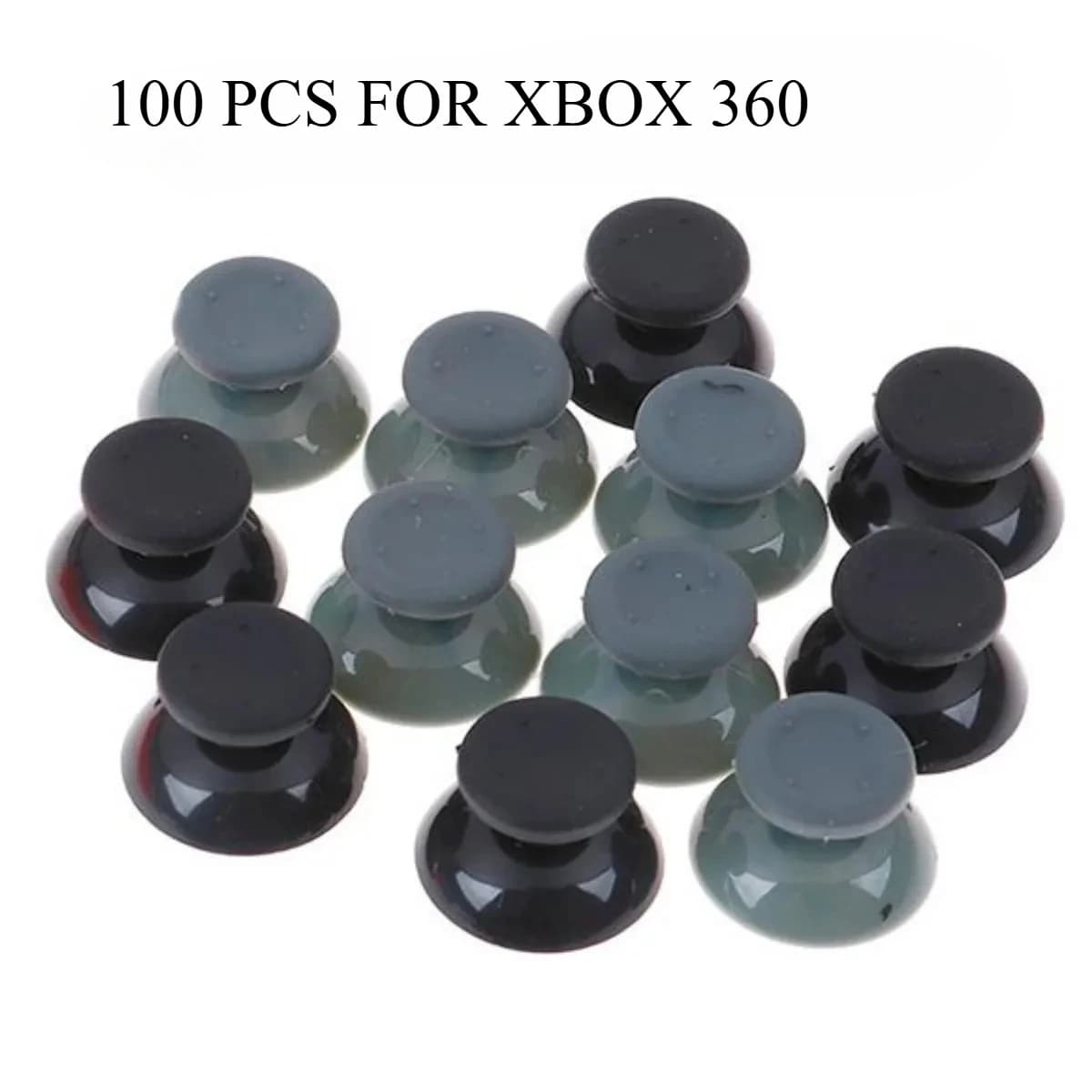 100 pezzi di copri joystick analogici neri/grigi per controller Microsoft Xbox 360, con impugnatura a forma di fungo