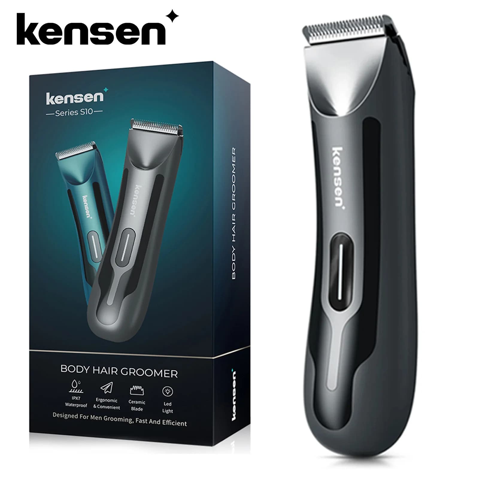 Kensen S10 Men's Electric Haircut Body Groomer Pubico Waterproof Haircut Razor with Replaceable Ceramic Blade