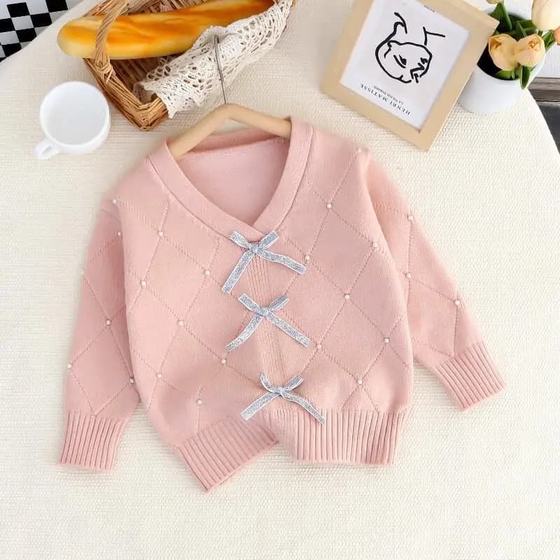 Set di cappotti casual Kawaii Moda Abbigliamento per bambini Maglione per ragazze Maglieria Misto cotone Bambini Autunno Inverno Abbigliamento casual Elegante