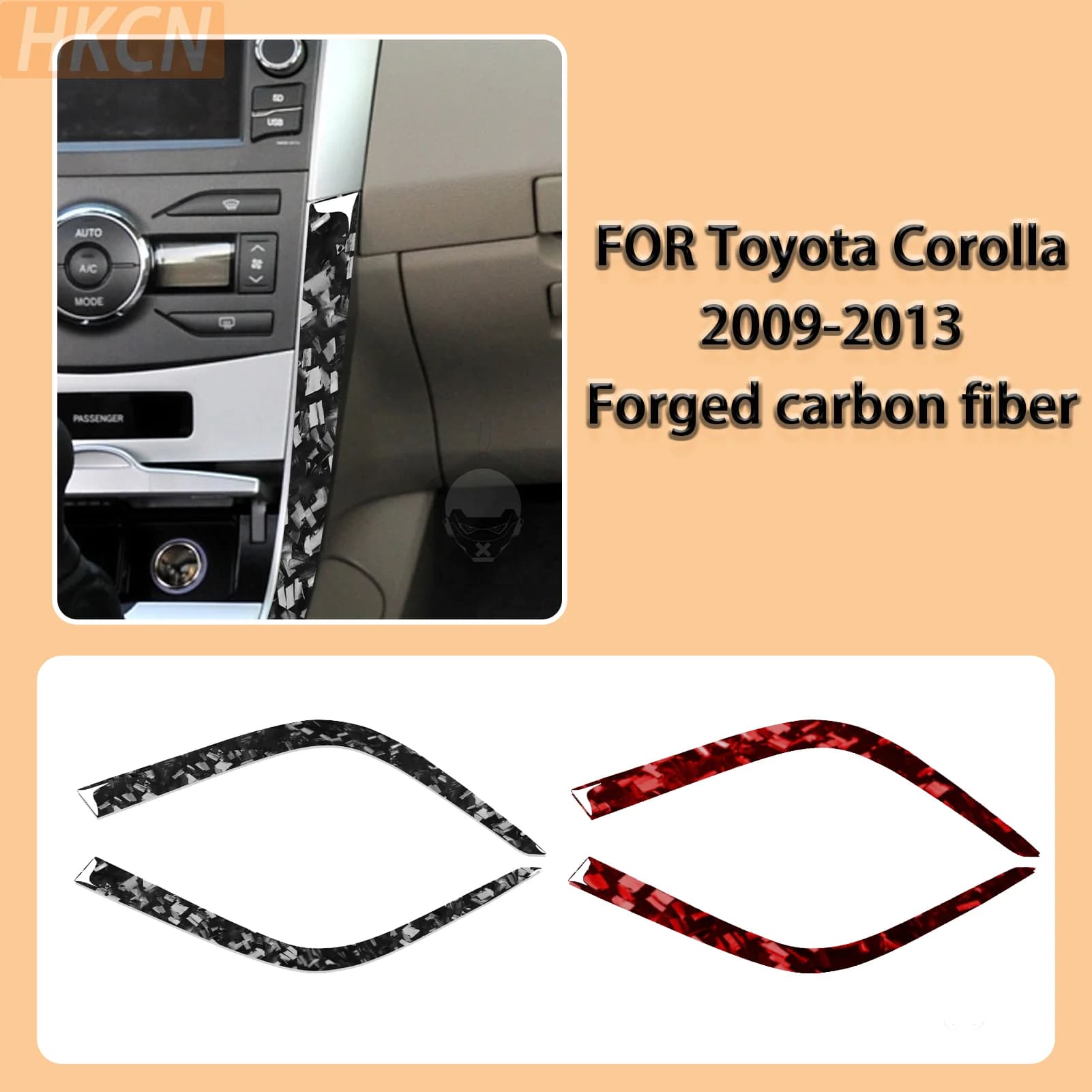 Per Toyota Corolla 2009-2013, Pannello Multimediale Centrale in Fibra di Carbonio Forgiata, Pannello Laterale, Adesivi Accessori Interni Auto