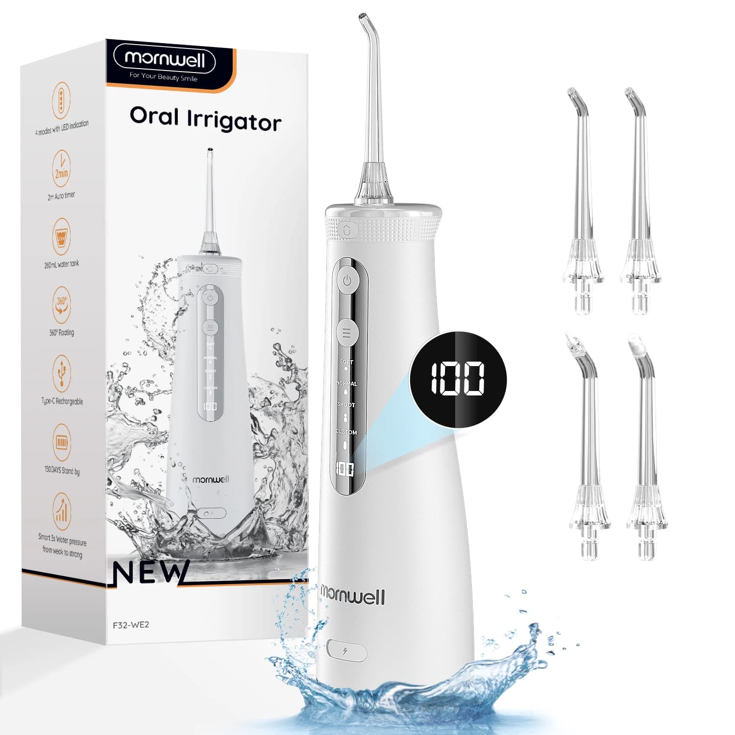 Mornwell 5032 Indoor Sonic Water Flosser 270ML Tank Oral Tooth Whitening Electrodomestic Tooth Cleaner Oral Water