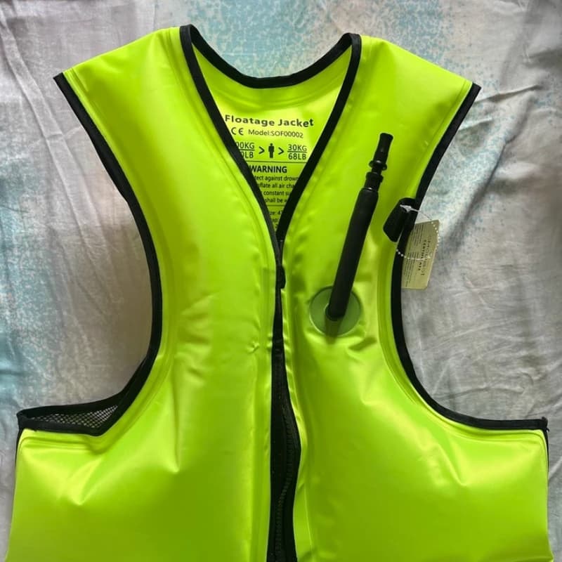 Inflatable Safety Vest With Leg Straps, Snorkeling Help, Adult Adjustable Floating Device, Swim Rescue Jacket