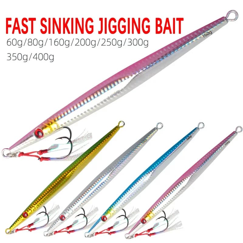 Pesca in mare Jigging Lure 60g-400g Affondamento rapido Piastra di ferro Agitazione lenta Piastra di ferro luminosa Maschere di metallo Esca artificiale