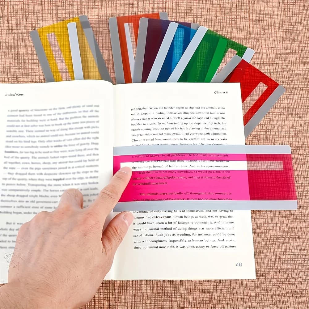 2Pcs Reading Guide Strips Highlighter Colored Overlays Bookmark Read Strips For Student Teacher Dyslexia People School supplies
