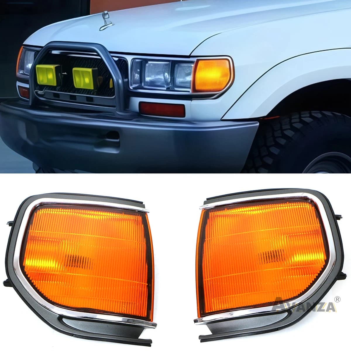 Front Bumper Corner Light Turn Lamp For Toyota Land Cruiser LC80 FJ80 1990-1997