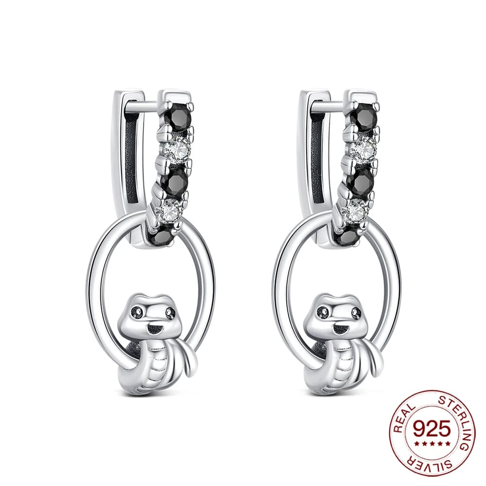 Orecchini a cerchio di serpente a forma di U originali in argento sterling S925 di vendita calda per le donne, regalo elegante di moda gioiello