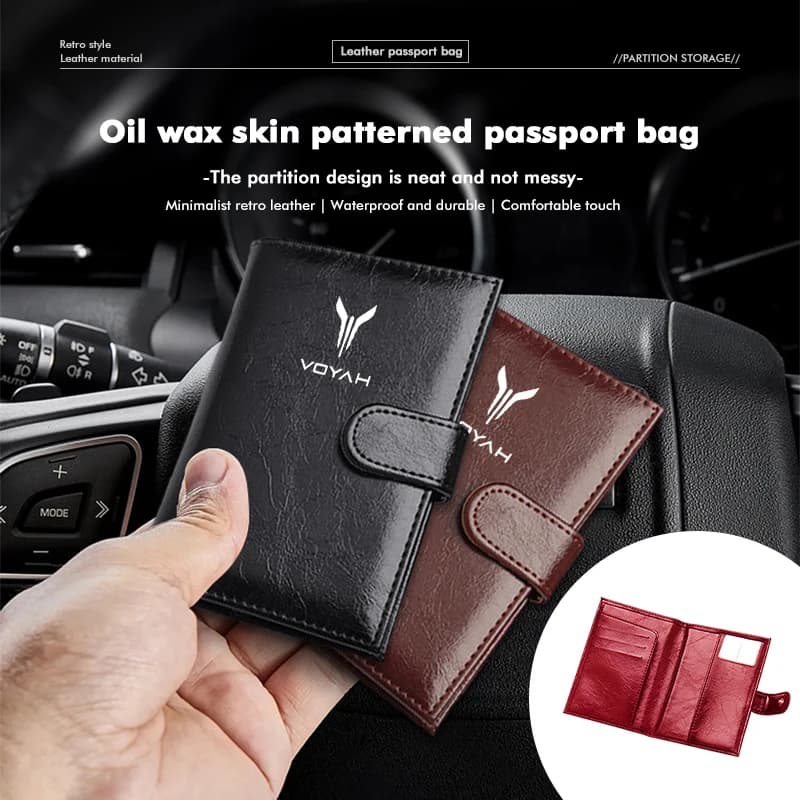 Car Card Business Holder Travel Document Passport Cover Bag For Voyah Free Dreamer Zhuiguang H53 2021 2022 2023