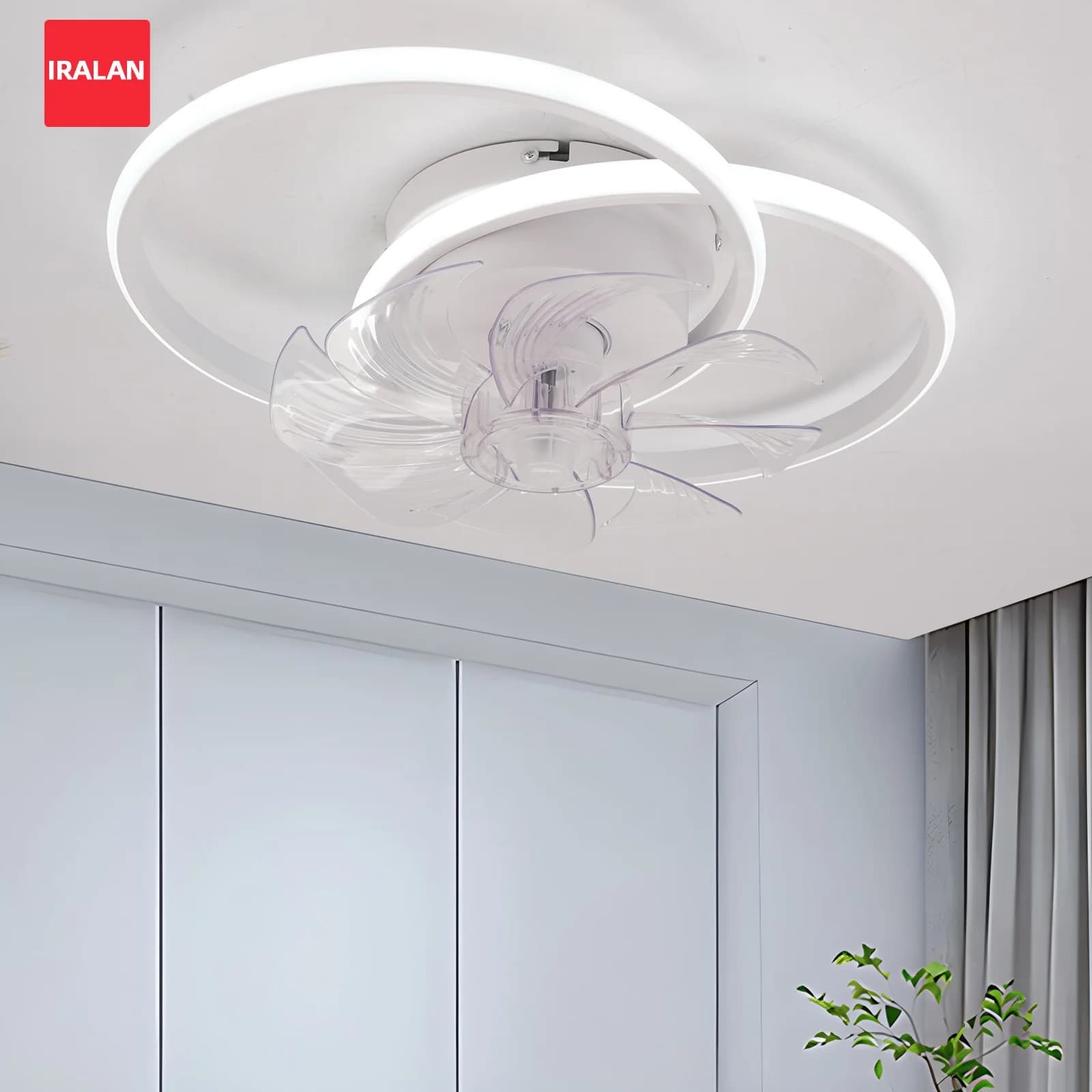 Ventilatore da Soffitto 40W con Luce, Ventilatore Elettrico con Telecomando/Controllo APP, Lampada da Soffitto con Ventilatore per Soggiorno, Illuminazione LED per Casa