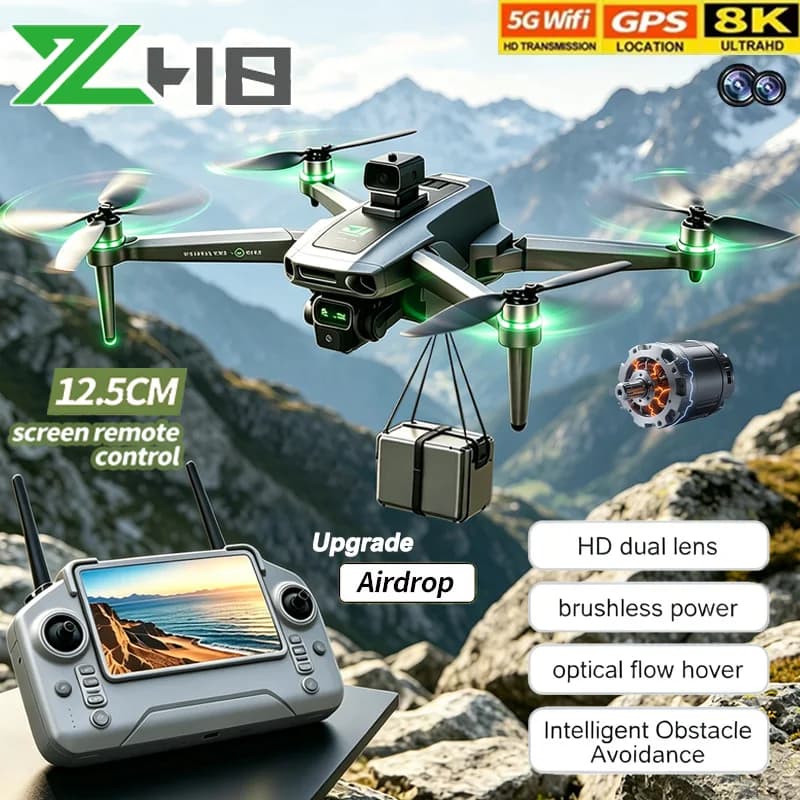 Mini Drone ZH8 Professionale 8K con Telecomando FPV, Elicottero RC con Schermo, Quadricottero, Giocattolo e Regalo