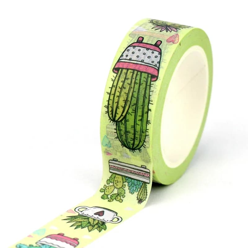 NUOVO 1PC 10M Decor Pianta Succulente Cactus Washi Nastro per Scrapbooking Journaling Adesivo FAI DA TE Nastro Adesivo Carino Cancelleria