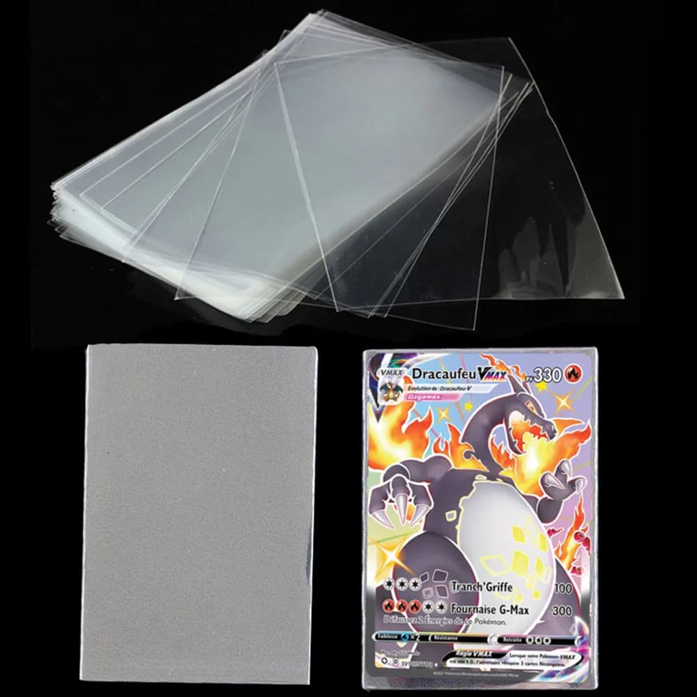 100Pcs Card Sleeves Protector Cards Toy Transparent Playing Game VMAX Case Holder Trading Folder Kid Gift 2.6*3.58inch