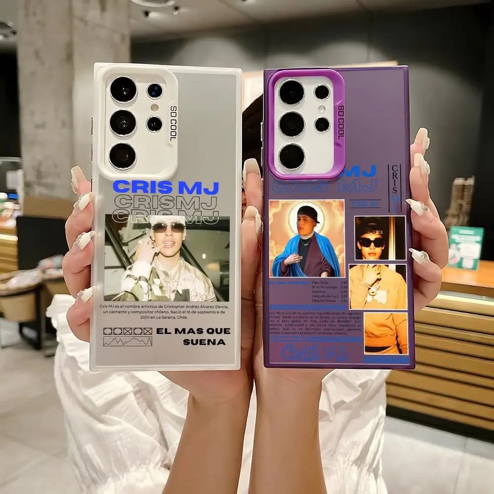 Custodia per telefono C-Cris Mj Singer Rap in silicone colorato argento per Samsung Galaxy S25 Edge S24 S23 S22 S21 S20 Ultra