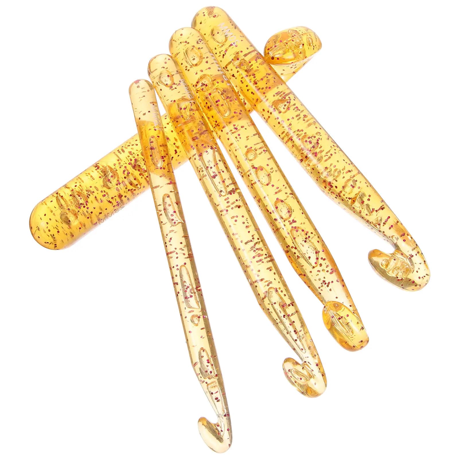 5Pcs Colorful Crystal Crochet Hooks Set Plastic Yarn Weaving Tools Comfort Grip for Knitting Sweaters Scarves Gloves Blankets