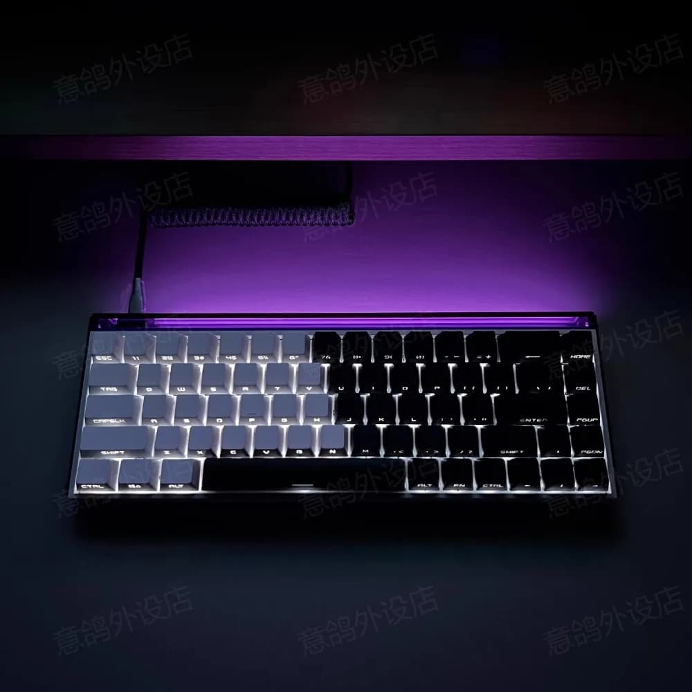131 tasti Nero Bianco Dual-color Parola laterale Copritasti traslucidi OEM Altezza PBT Sublimazione per tastiera meccanica 61 68 87 108