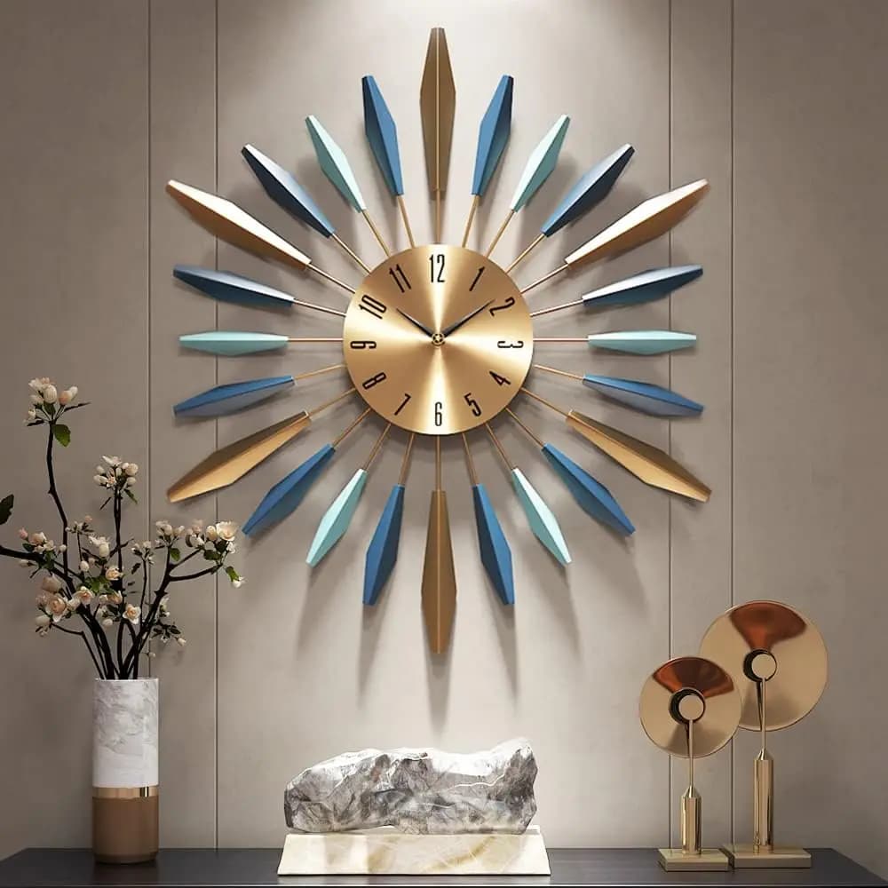 Grande Orologio da Parete Silenzioso, Decorativo in Metallo per Soggiorno, Camera da Letto, Ufficio, 22 Pollici, Arredamento Moderno per la Casa