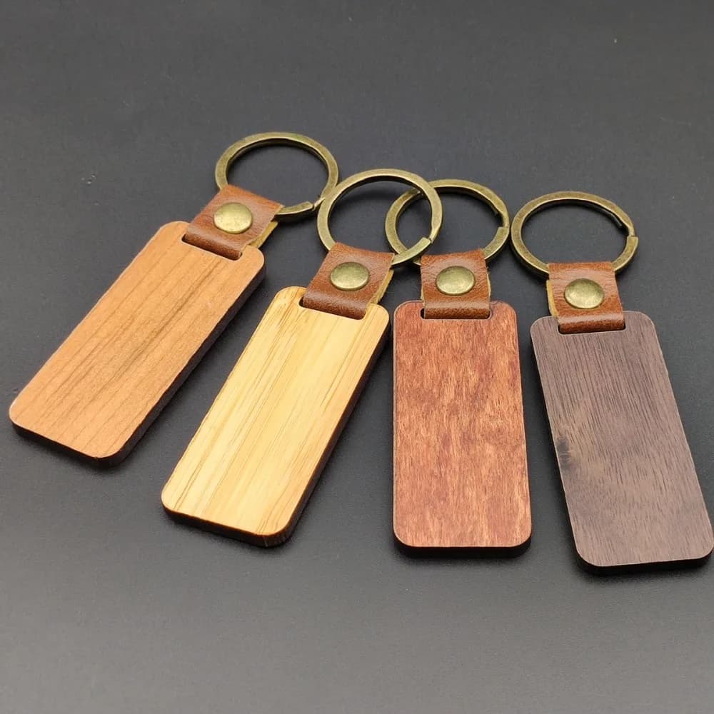 Portachiavi minimalista in legno, portachiavi in pelle e legno massello, accessori ecologici per portachiavi, regalo raffinato per uomo e donna