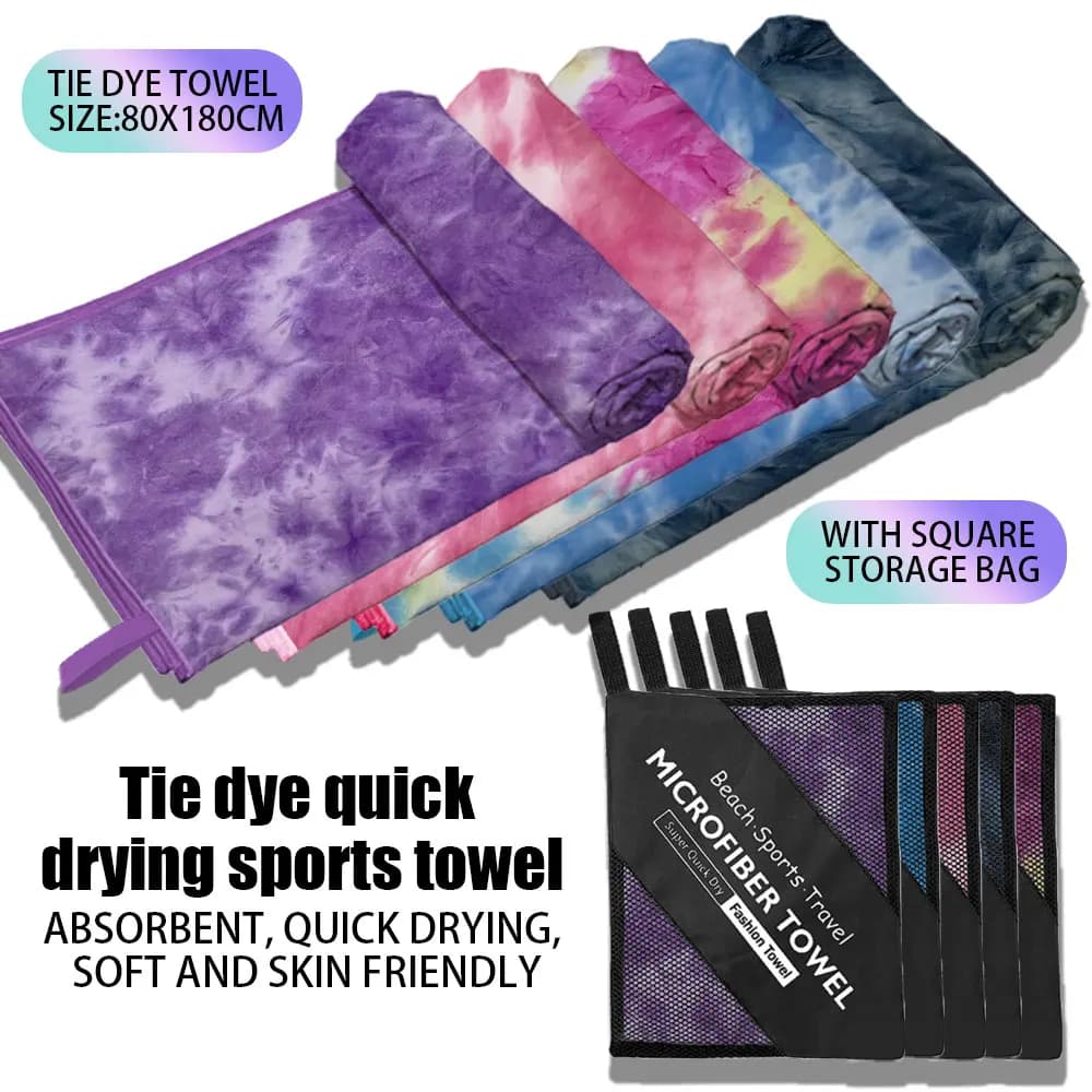 Asciugamano da Yoga Tie Dye in Microfibra ad Asciugatura Rapida, 1 Pezzo, con Sacca a Rete Quadrata, Super Assorbente per Palestra, Sport, Viaggi e Campeggio