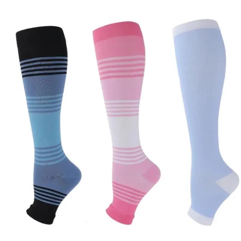Open Toe Knee High Calf Compression Socks Men Firm 20-30 mmHg Graduated Support for Varicose Veins Edema Flight Socks