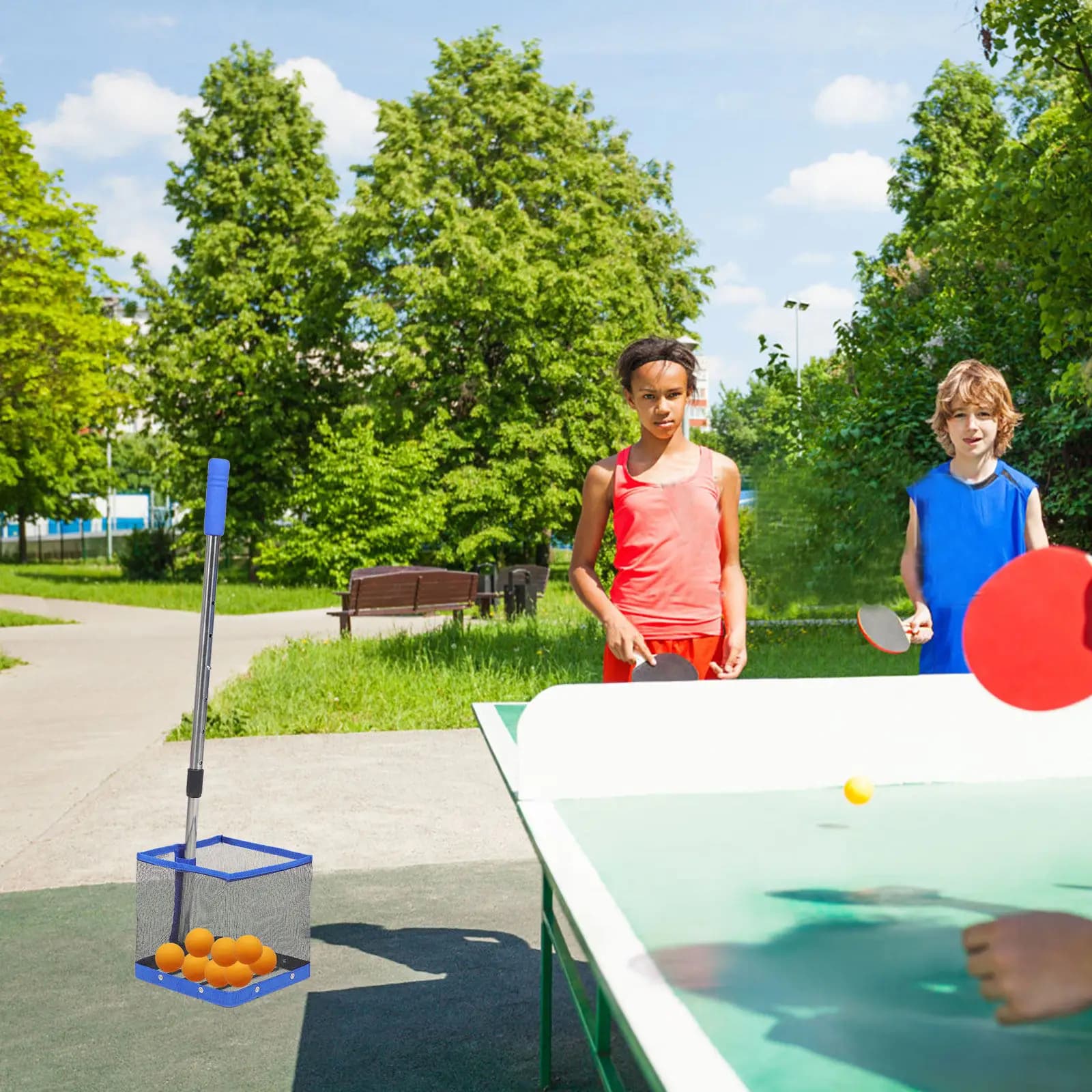 Raccoglitore di Palline da Ping Pong con Manico Telescopico Regolabile, Strumento Portatile Retrattile per Raccolta Palline da Tennis da Tavolo