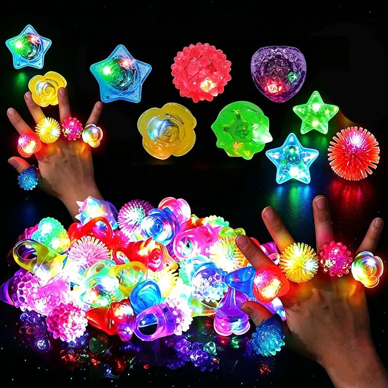 30 anelli luminosi a LED per feste, anelli in gomma luminosi in stile stella/cuore/rosa, bomboniere neon per feste di compleanno per bambini ed eventi notturni