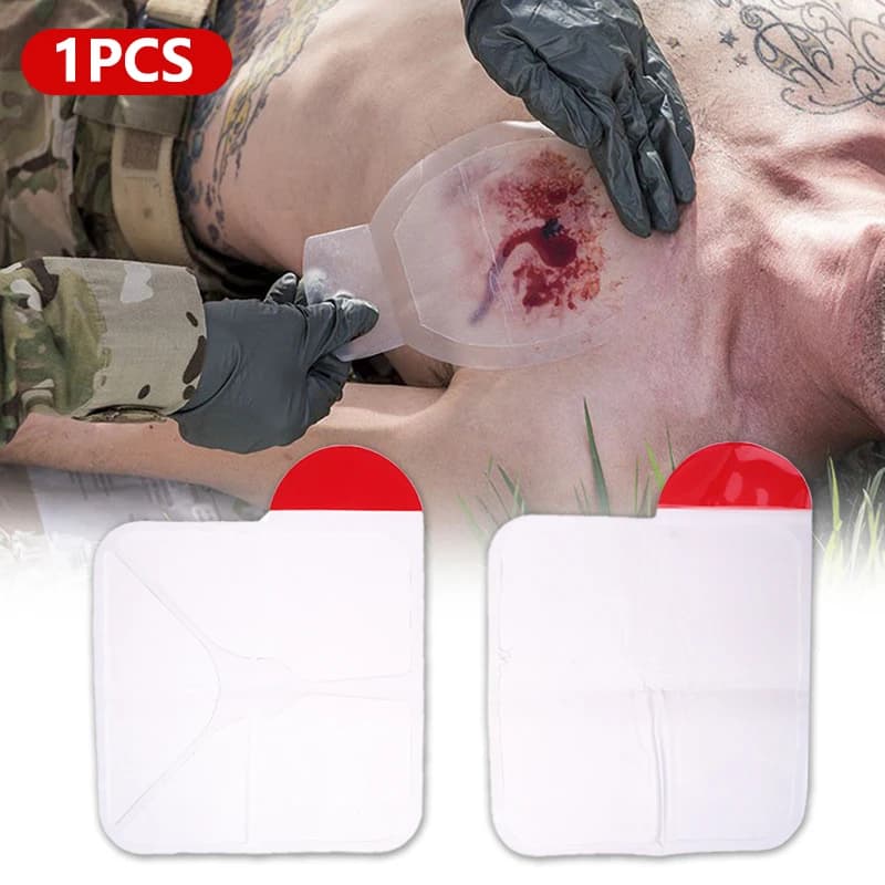 Benda per medicazione ventilata con sigillo toracico medico quadrato Kit di pronto soccorso guarnizione per petto di salvataggio strumento medico di emergenza all'aperto