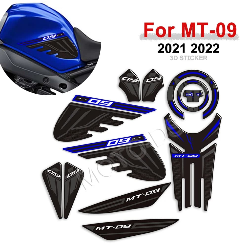 MT09 Kit cuscinetto serbatoio olio combustibile moto adesivi protezione ginocchio decalcomanie decorative Per Yamaha MT 09 FZ SP MT-09 2021 2022