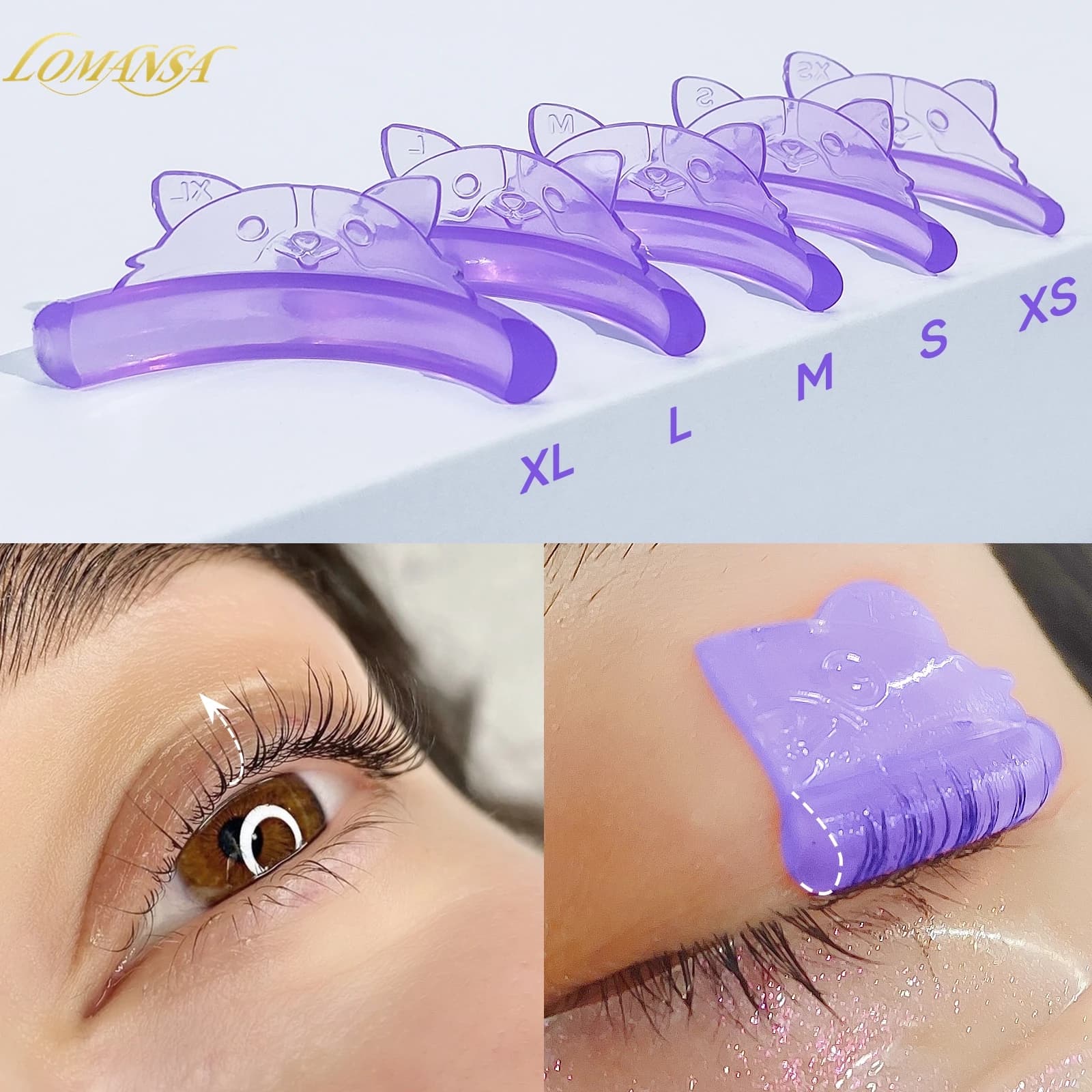 Lomansa 5 Paia C Curl Silicone Eyelash Perm Pad Eyelash sticky Rod Shield 3D Lifting Folder Accessories Makeup Tool