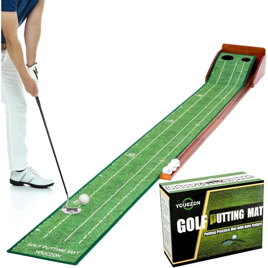 Tappetino da golf per interni con ritorno automatico della palla per la pratica domestica La superficie in velluto di cristallo premium offre un rotolo e velocità realistiche