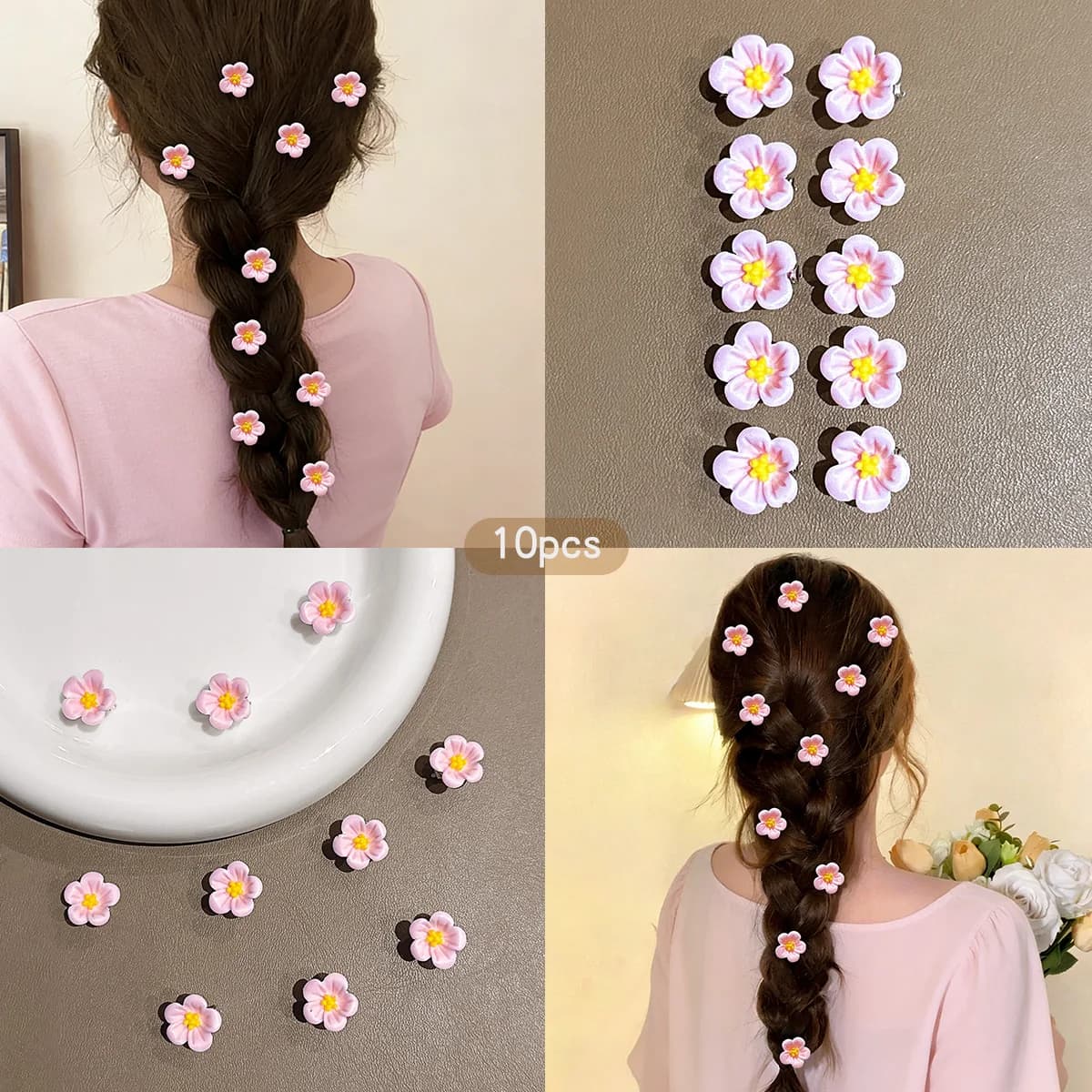 10 graziose mollette per capelli floreali dallo stile dolce e alla moda, adatte per l'uso quotidiano come accessori per capelli