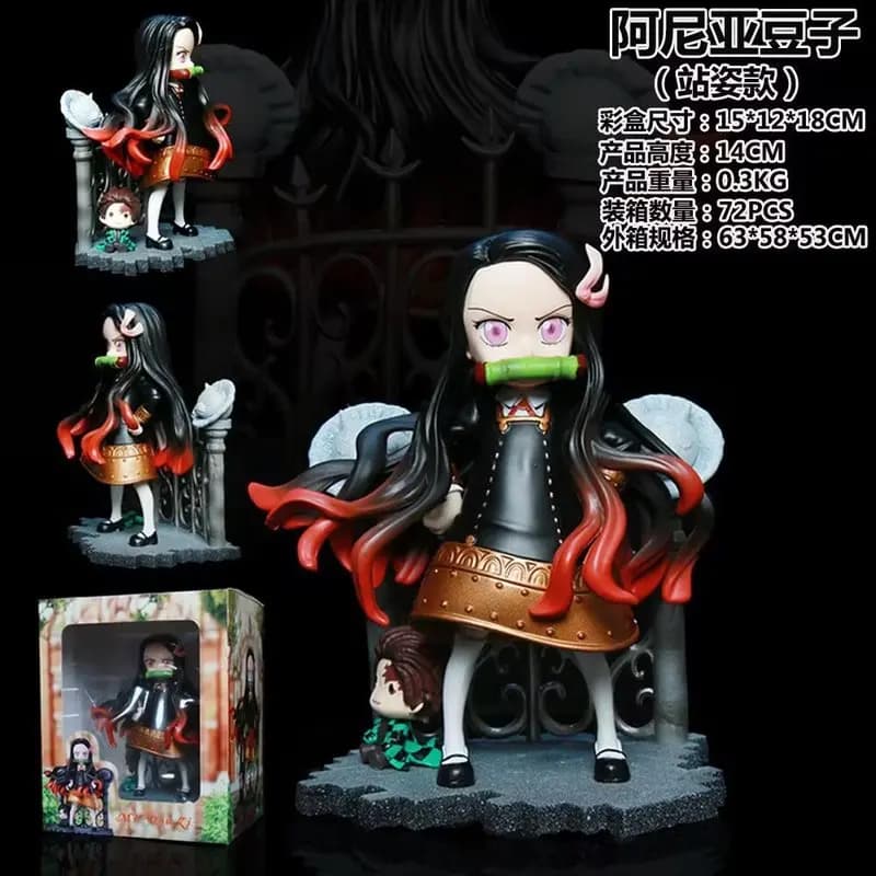 Mini Statuetta Anime Demon Slayer Nezuko Cos Spy X Family Anya, Figurina d'Azione in PVC da Collezione, Ornamento da Scrivania, Decorazione per la Casa
