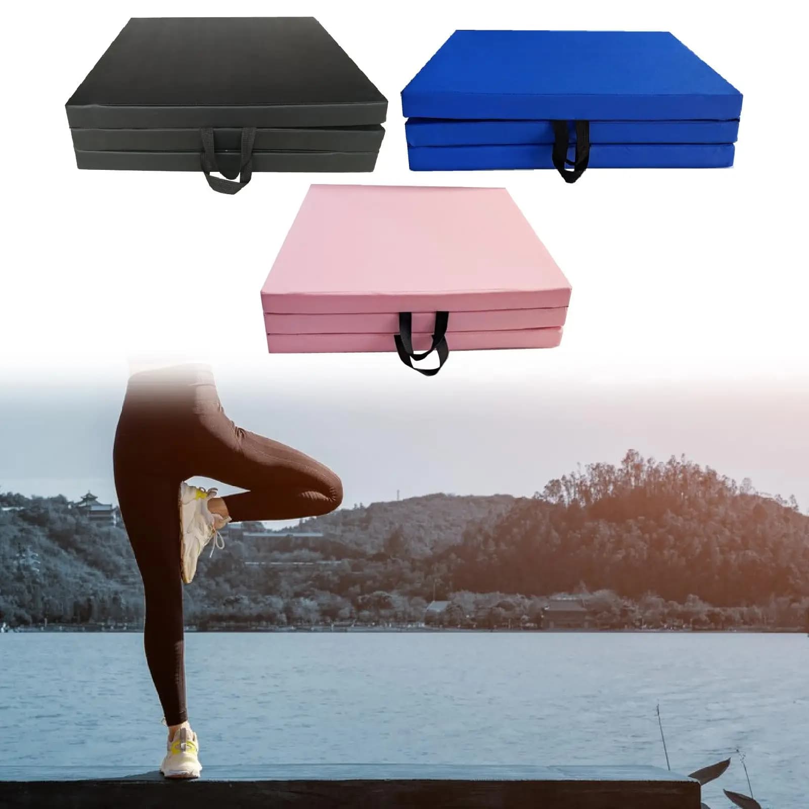 Foldable Mat for Meditation and Yoga, Portable Bearing for Open Exercises, Camping Mat, Ergonomic Back Support
