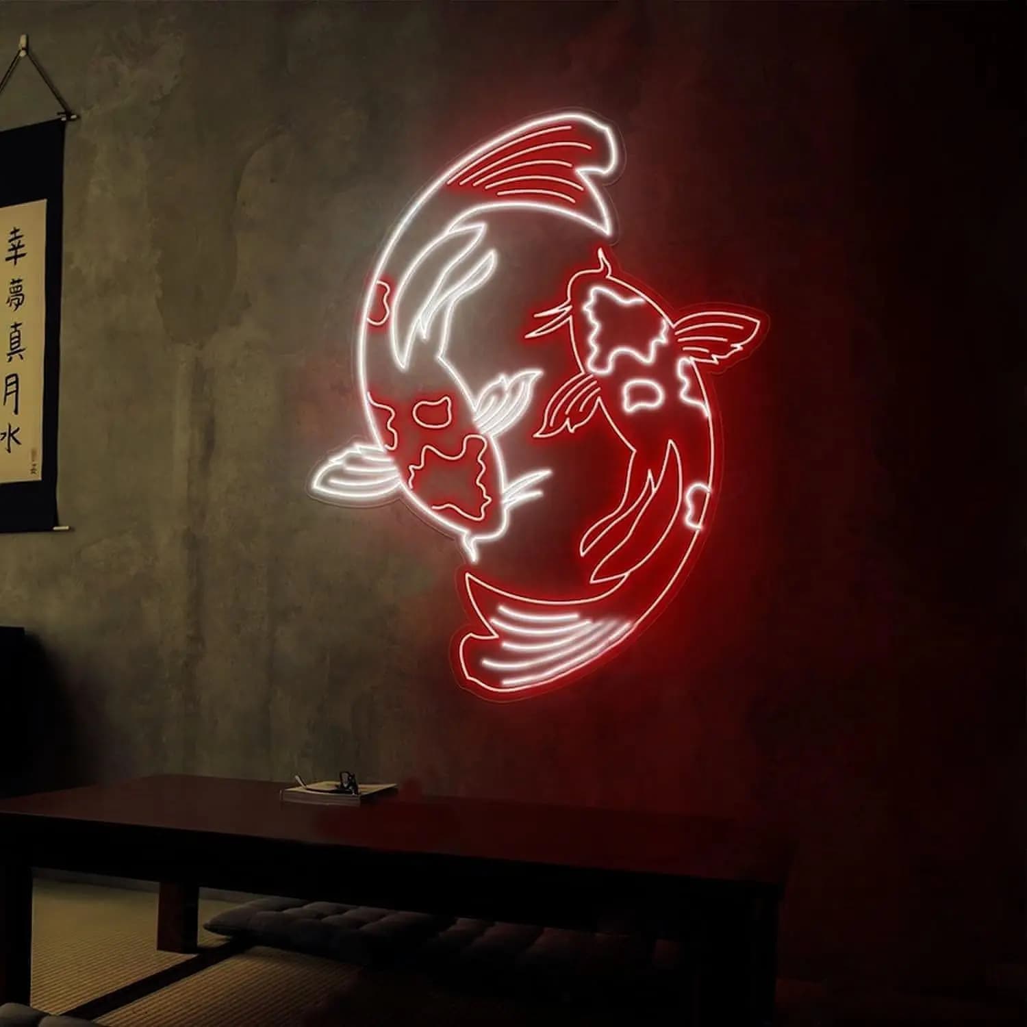 65X50 cm Koi Pesce Insegna Al Neon Grande Luce A LED Nishikigoi Giappone Decorazione Giapponese Bar Pub Bistro Decorazione Della Festa A Casa Regalo Di Natale